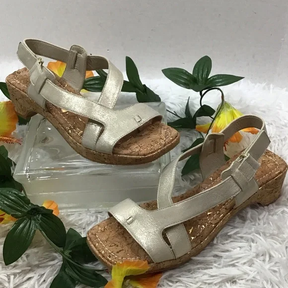 Donald Pliner Romin metallic leather cork sandals